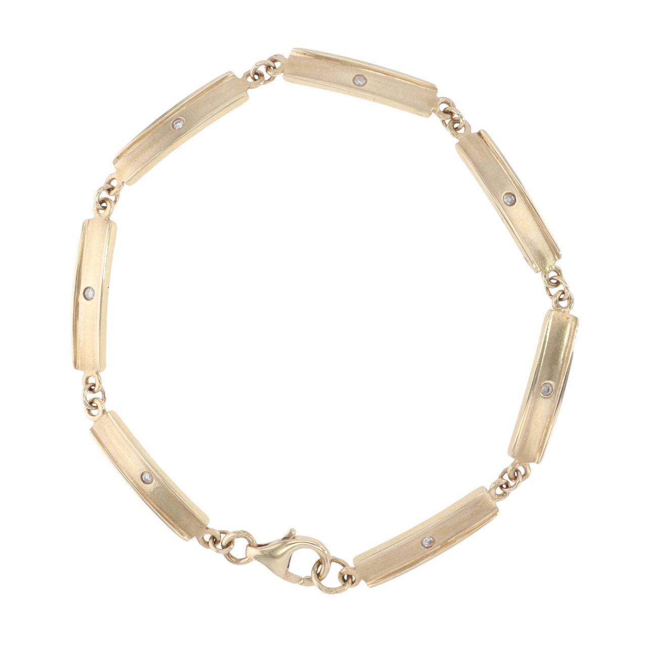 9ct Yellow Gold 0.15ct Diamond Bracelet 7"