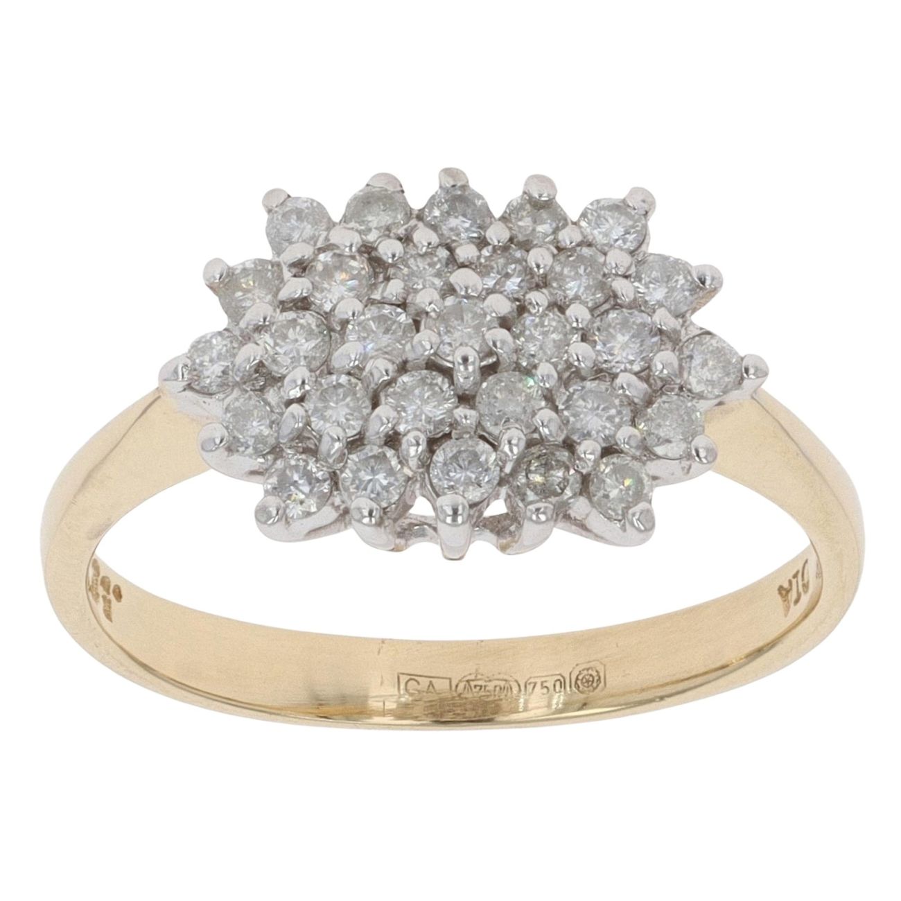 18ct Yellow Gold 0.50ct Brilliant Cut Diamond Cluster Ring