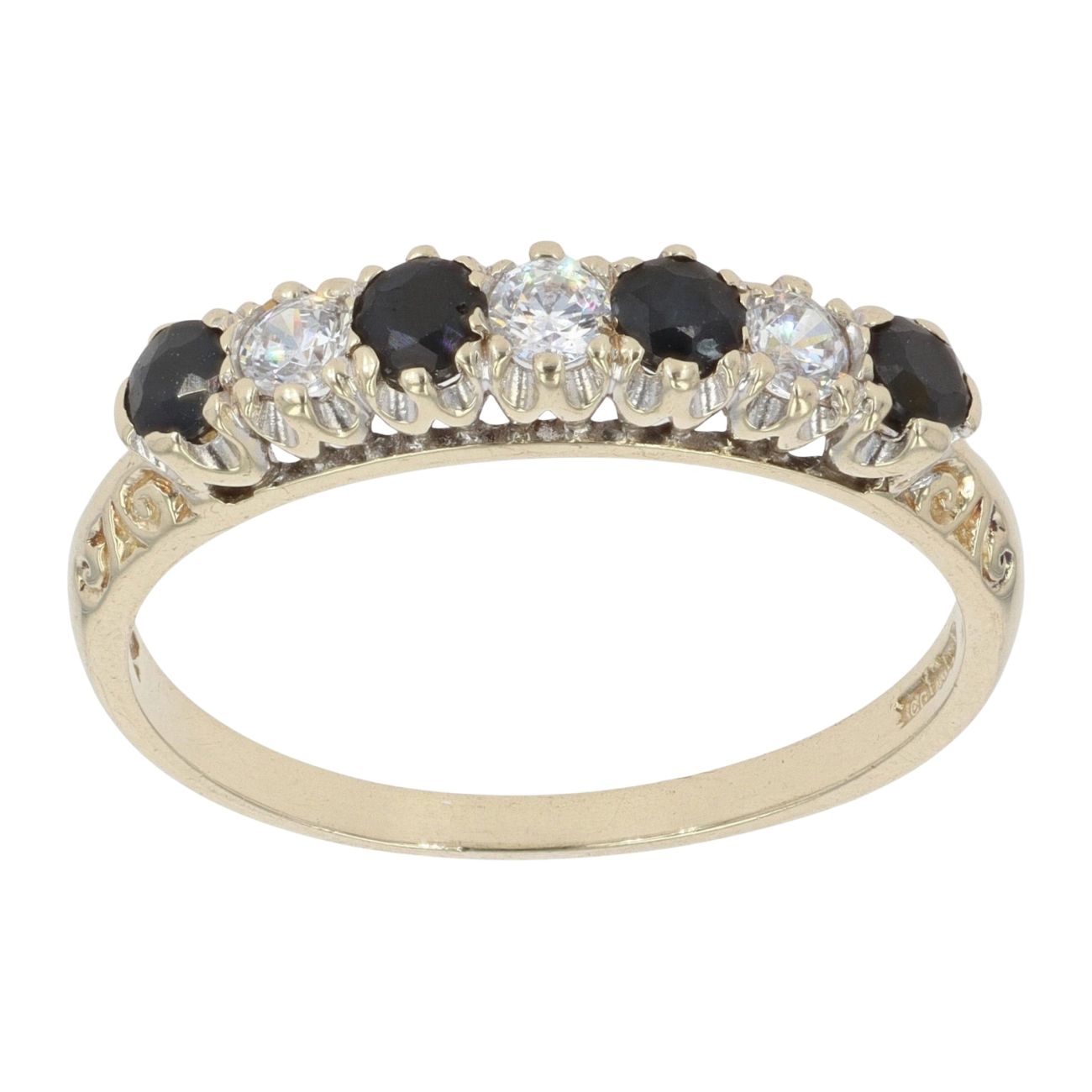 9ct Yellow Gold Sapphire And Cubic Zirconia Eternity Ring