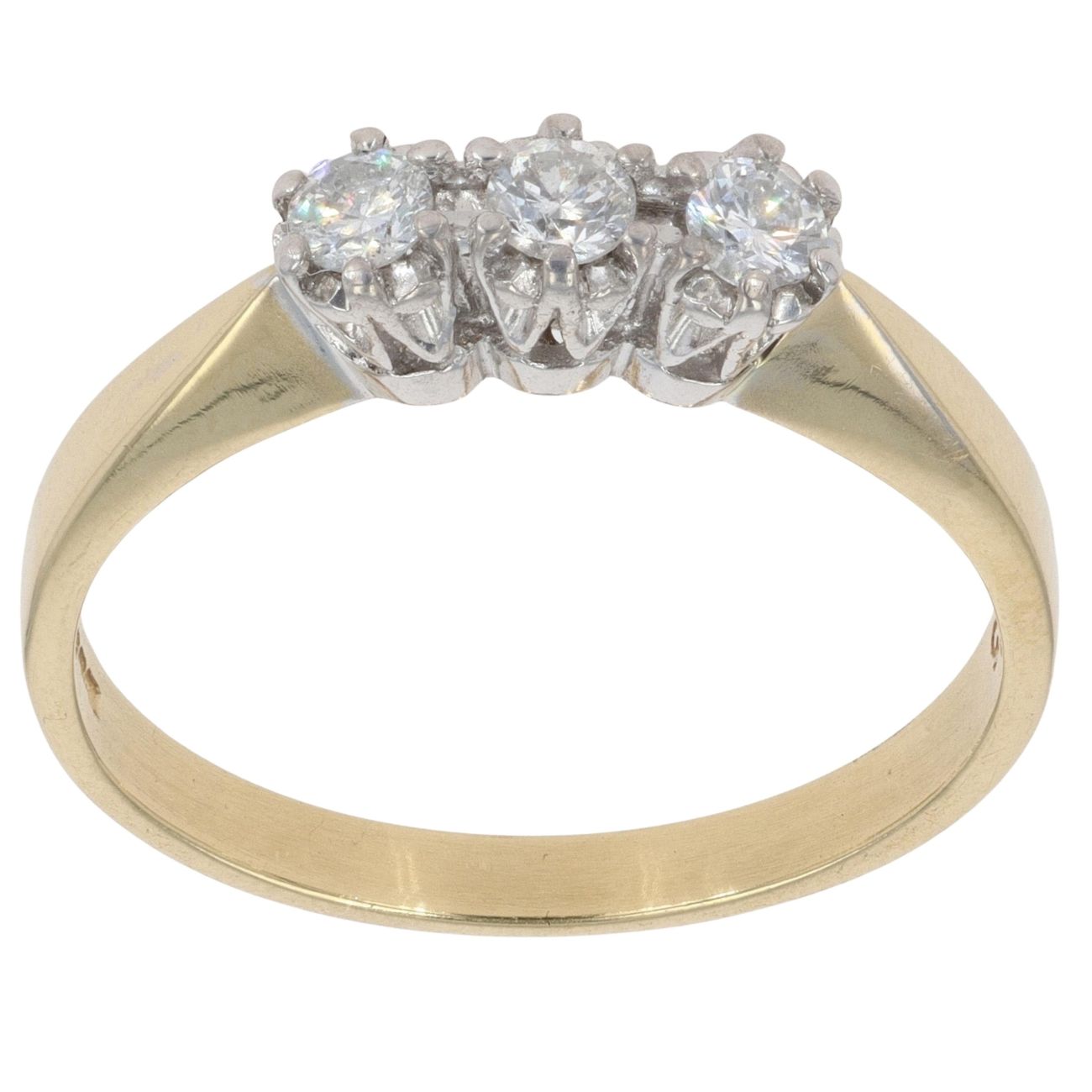 18ct Yellow Gold 0.25ct Brilliant Cut Diamond Trilogy Ring