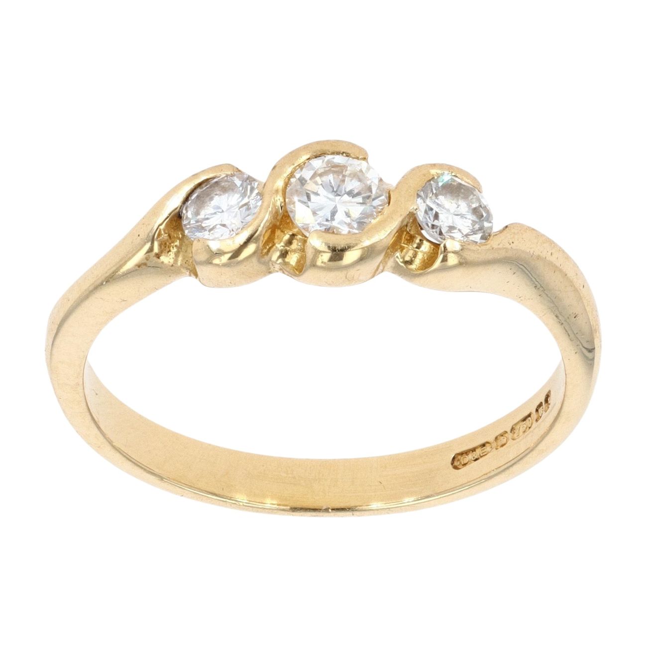 18ct Yellow Gold 0.40ct Diamond Trilogy Ring