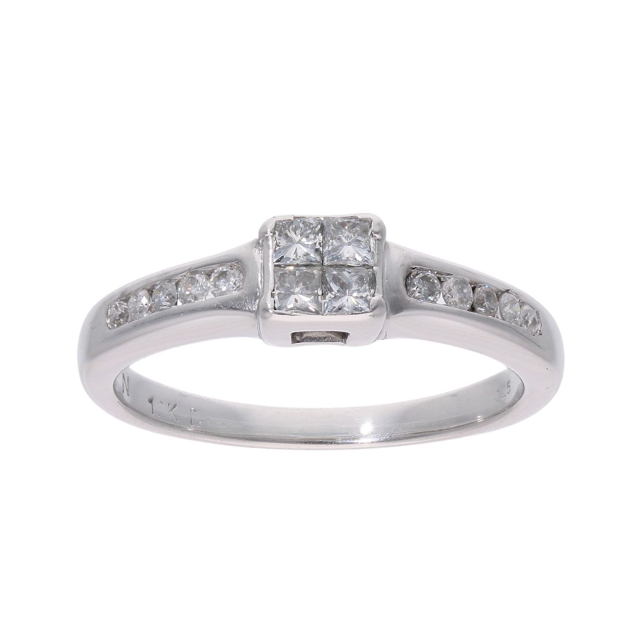 18ct White Gold Square 0.25ct Diamond Cluster Ring
