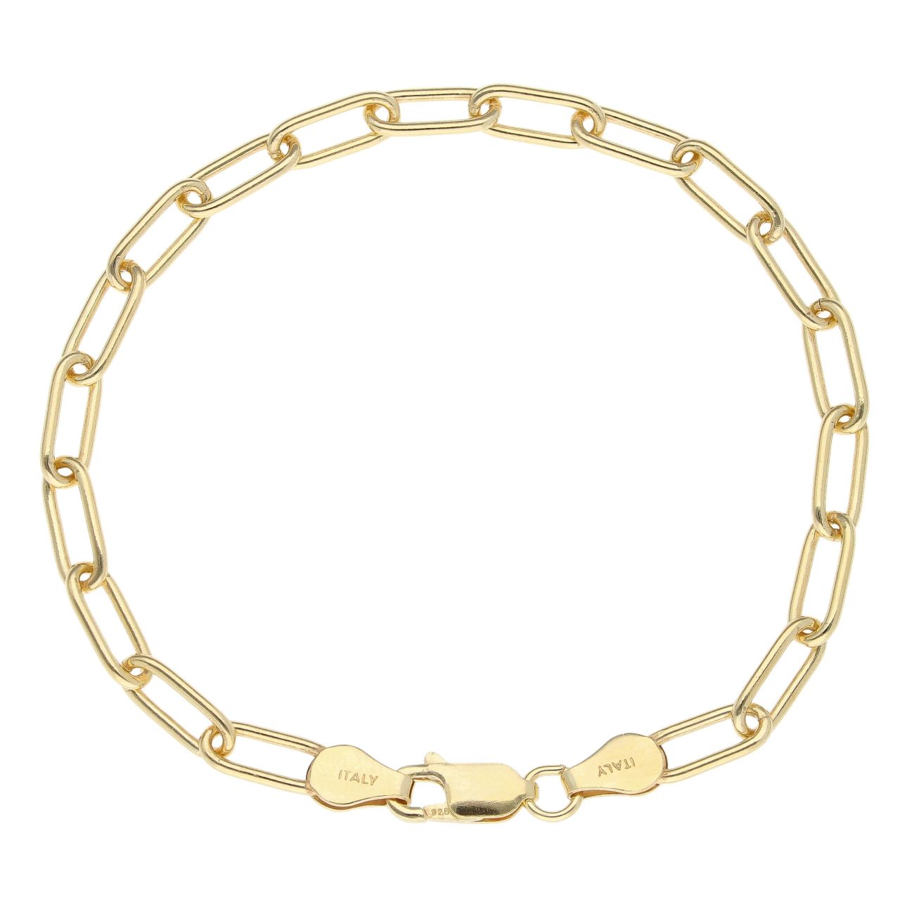 Gold Plated Silver Paperclip Bracelet 7"