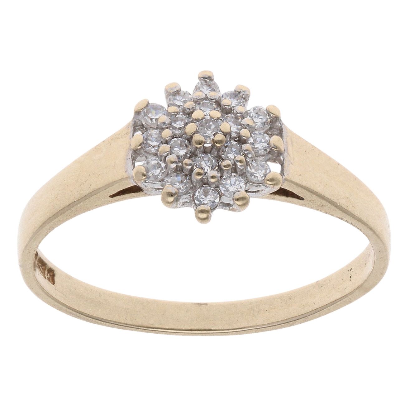 9ct Yellow Gold 0.20ct Brilliant Cut Diamond Cluster Ring