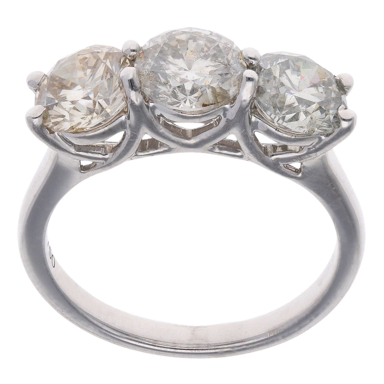 18ct White Gold 2.85ct Brilliant Cut Diamond Trilogy Ring
