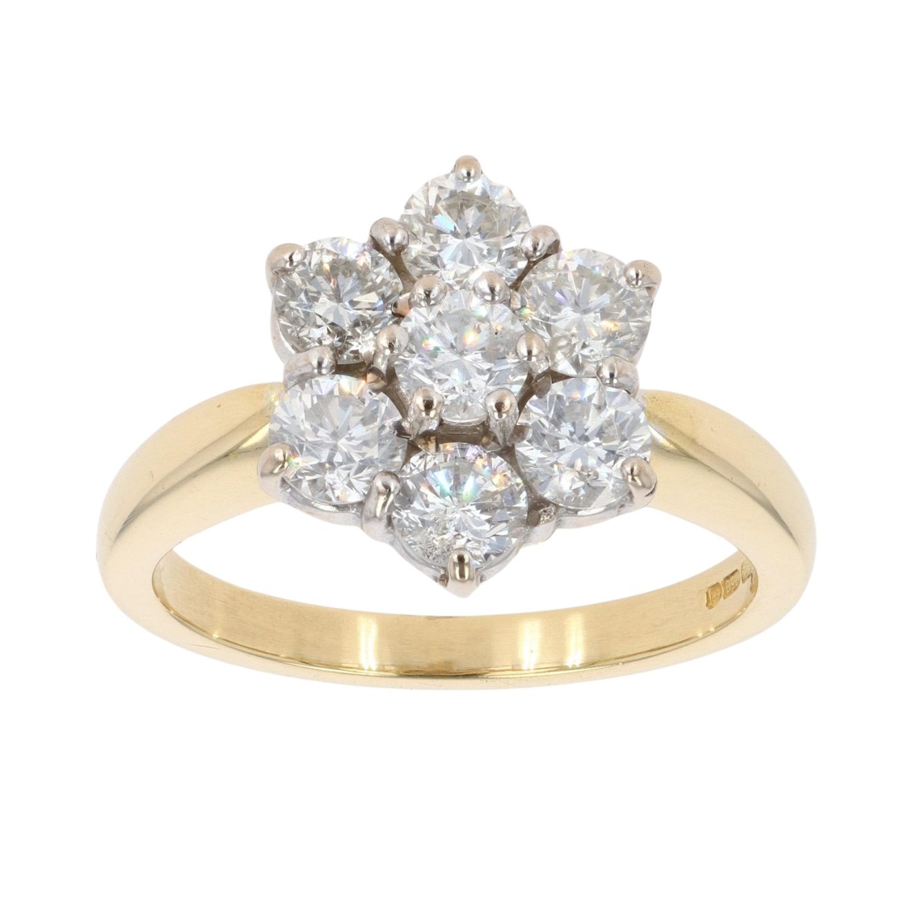 18ct Yellow Gold 1.50ct Brilliant Cut Diamond Cluster Ring