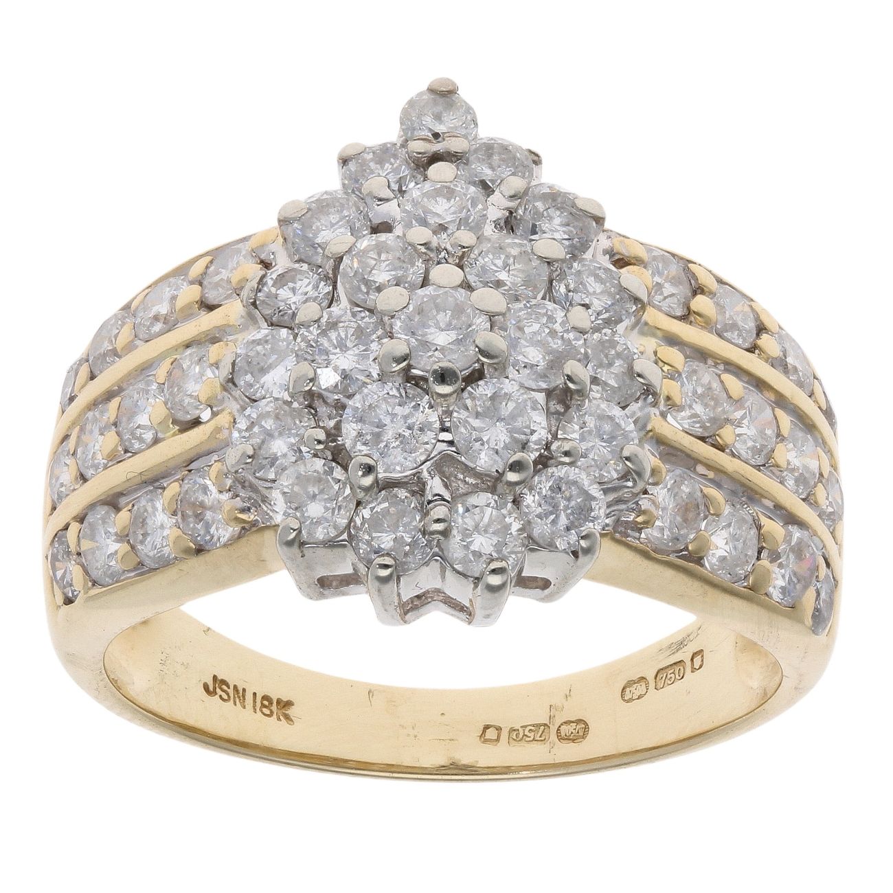 18ct Yellow Gold 1.50ct Diamond Cluster Ring