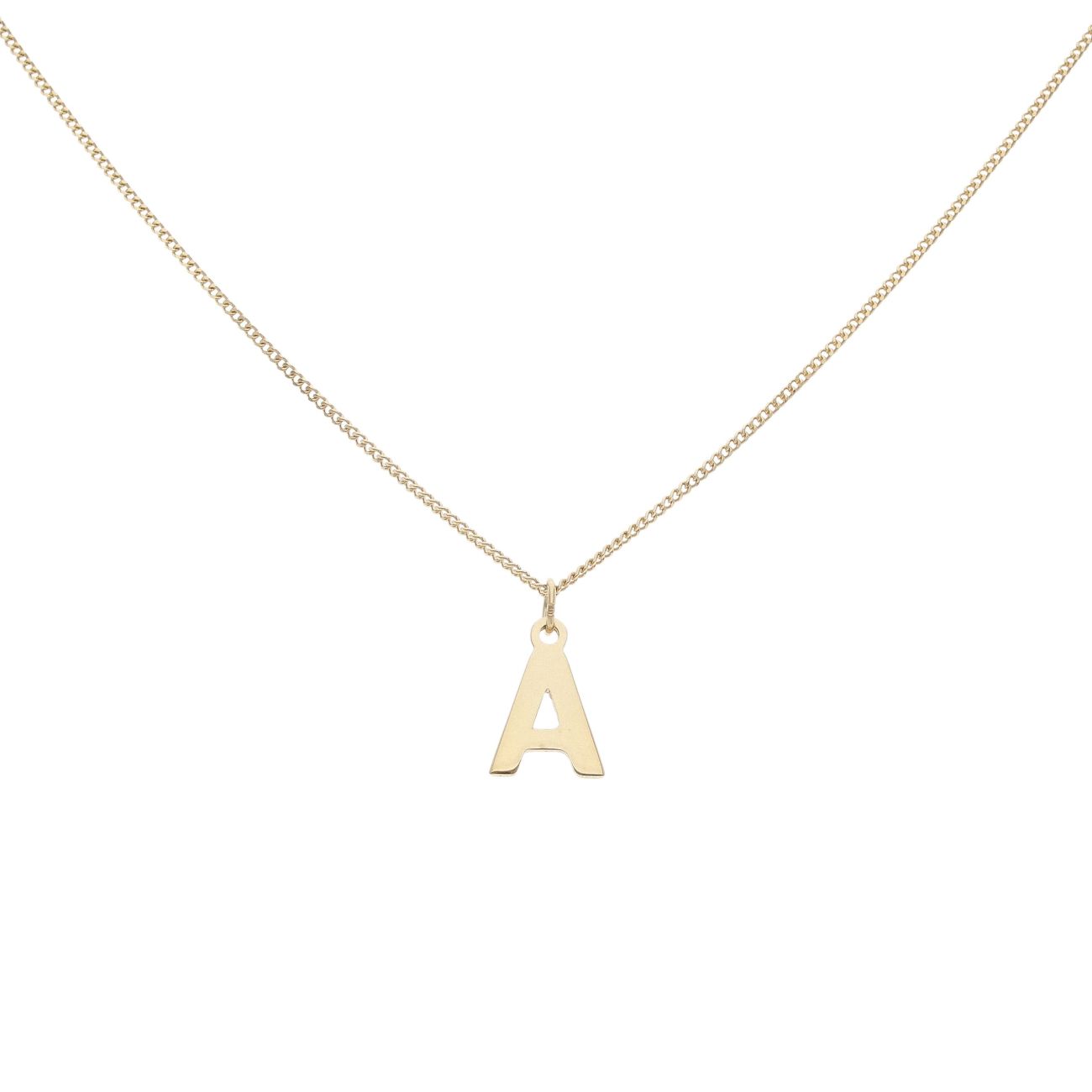 9ct Yellow Gold Personalised Block Initial Pendant and Chain