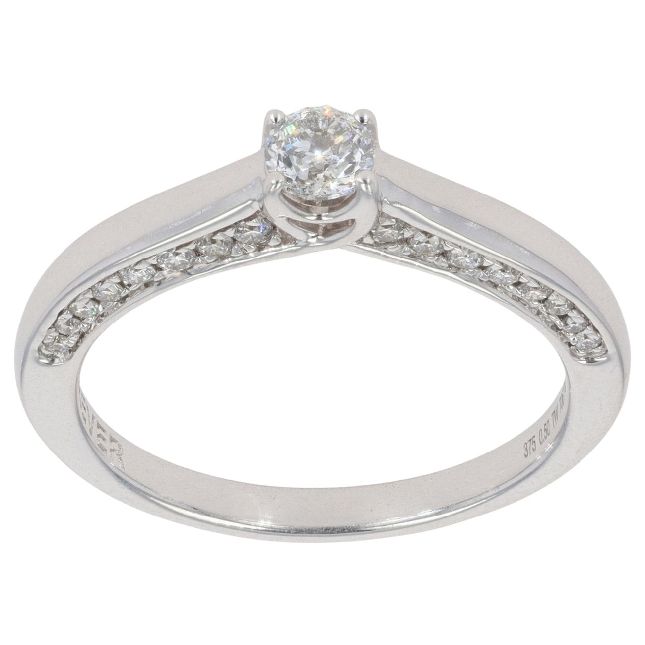 9ct White Gold 0.50ct Brilliant Cut Diamond Solitaire Ring