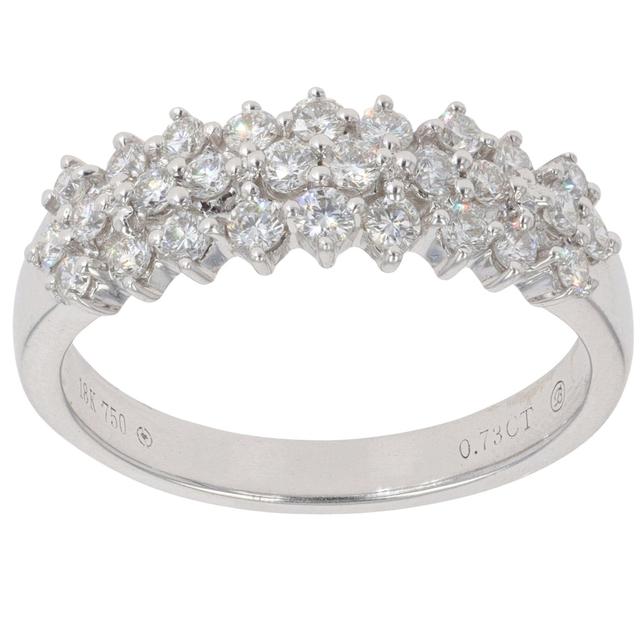 18ct White Gold 0.73ct Brilliant Cut Diamond Three Row Ring