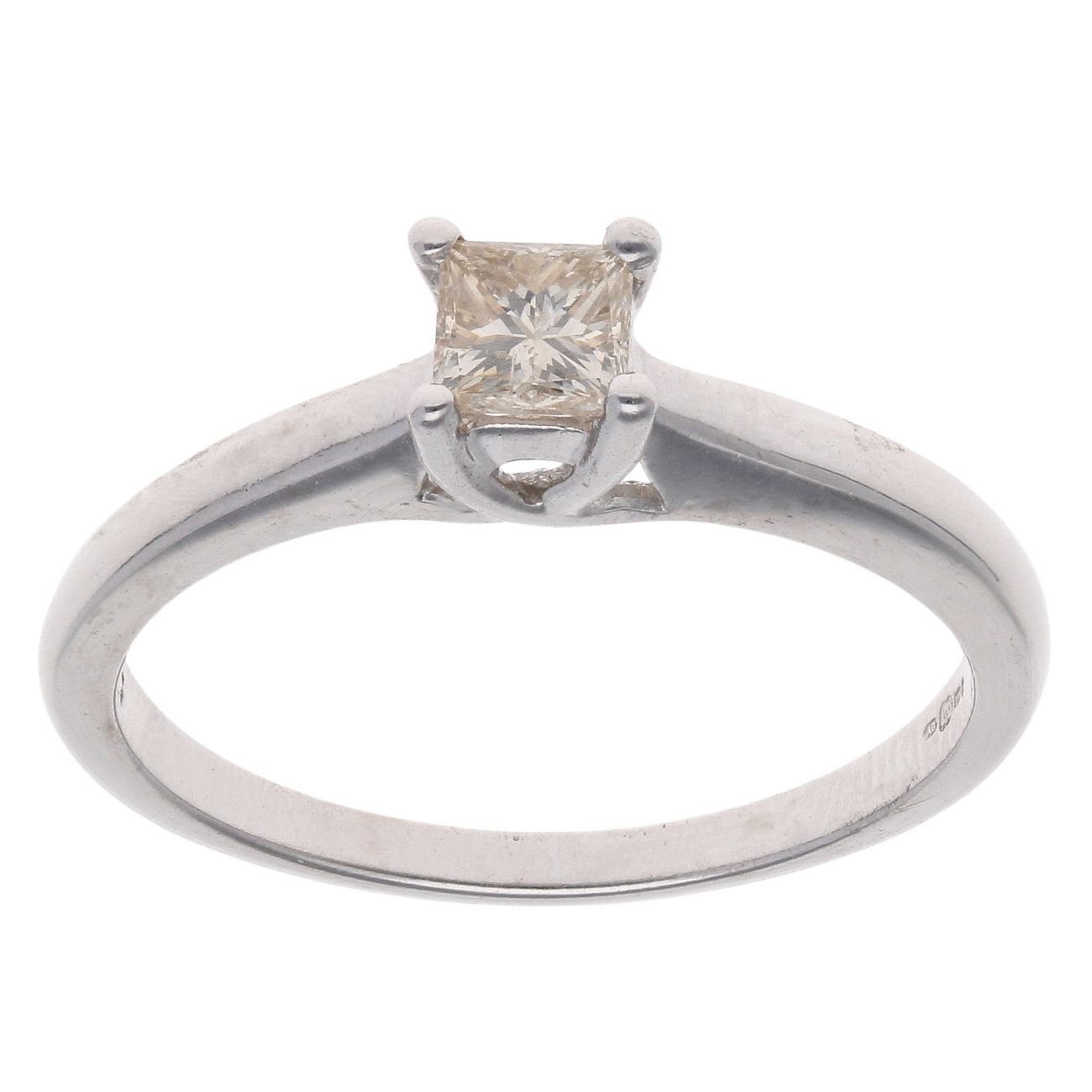 9ct White Gold 0.33ct Princess Cut Diamond Solitaire Ring