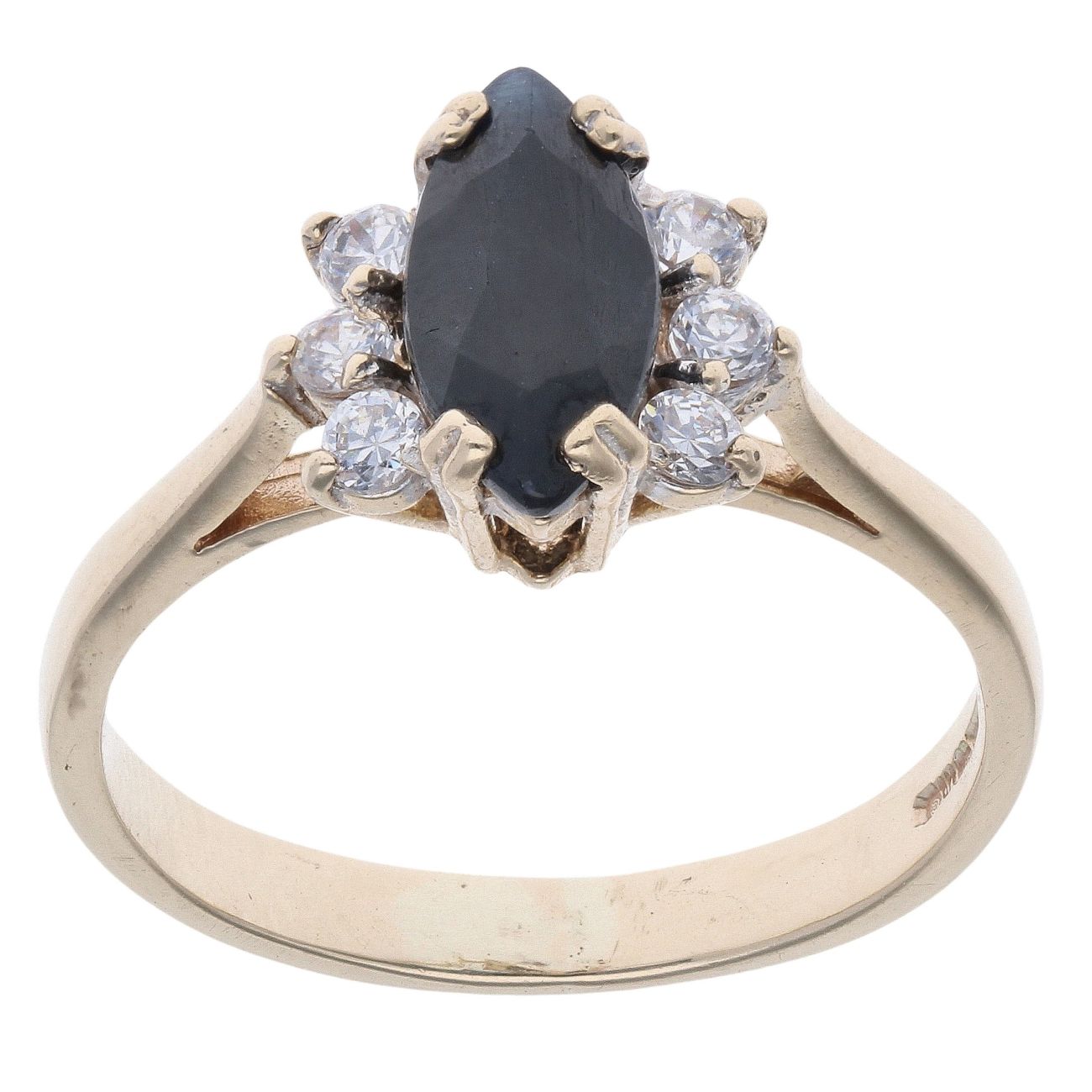 9ct Yellow Gold Sapphire And Cubic Zirconia Ring