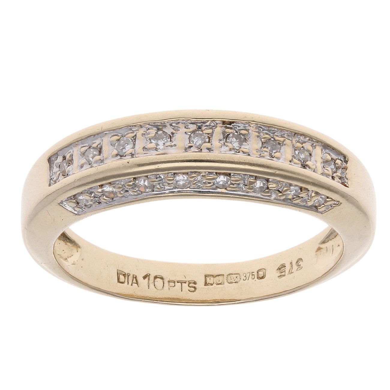9ct Yellow Gold 0.10ct Diamond Half Eternity Ring