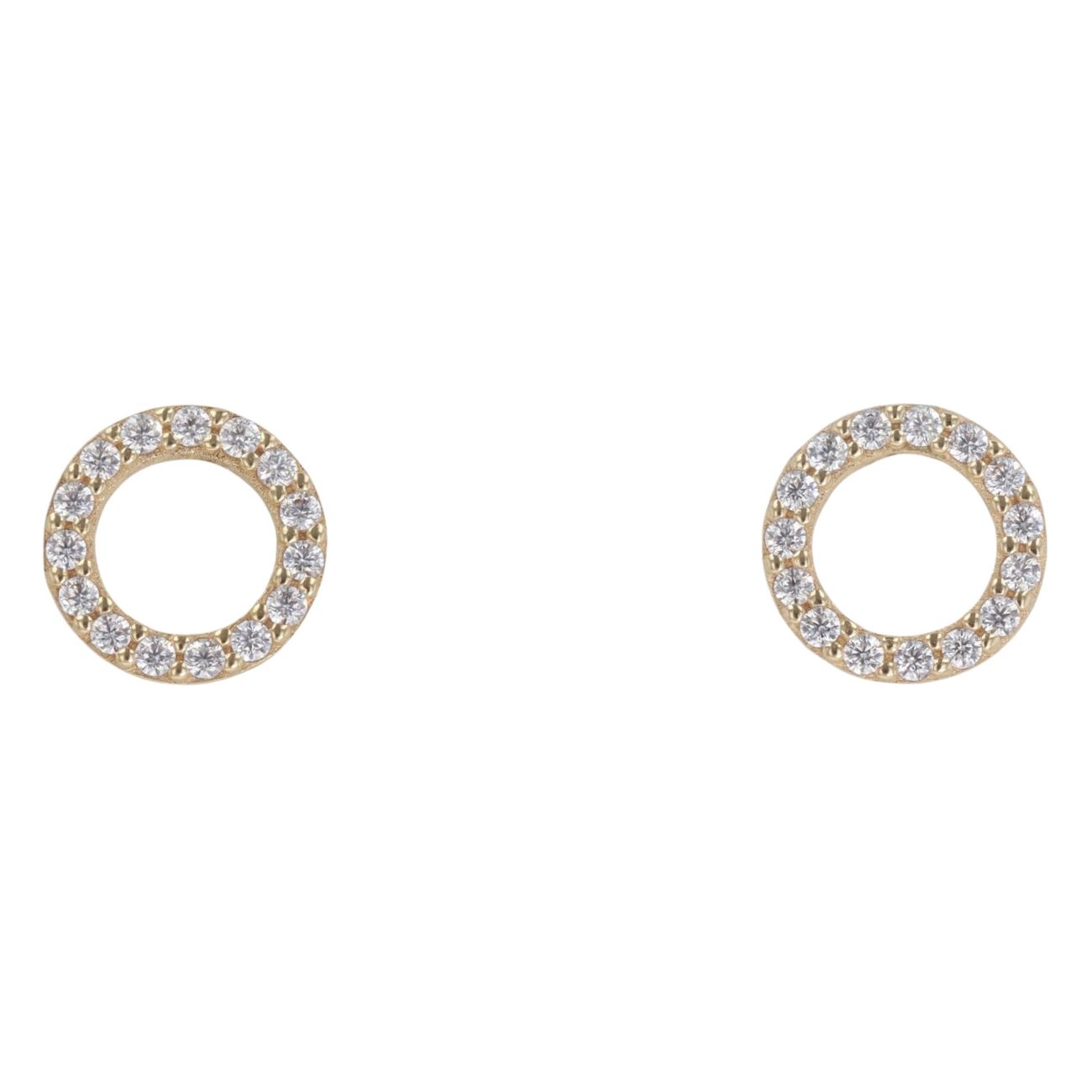 9ct Yellow Gold Cubic Zirconia Open Circle Stud Earrings