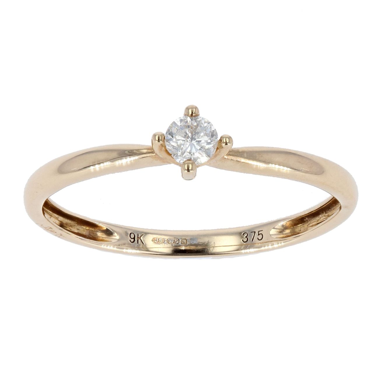 9ct Yellow Gold Approx. 0.16ct Diamond Solitaire Ring by Anya Belle