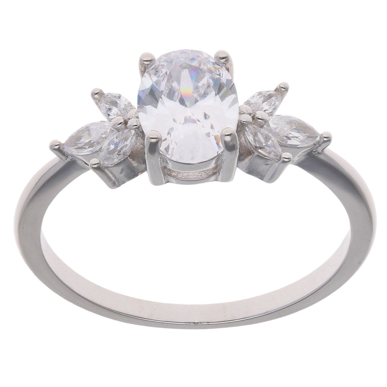 Silver Cubic Zirconia Stoneset Fancy Ring by Icesia
