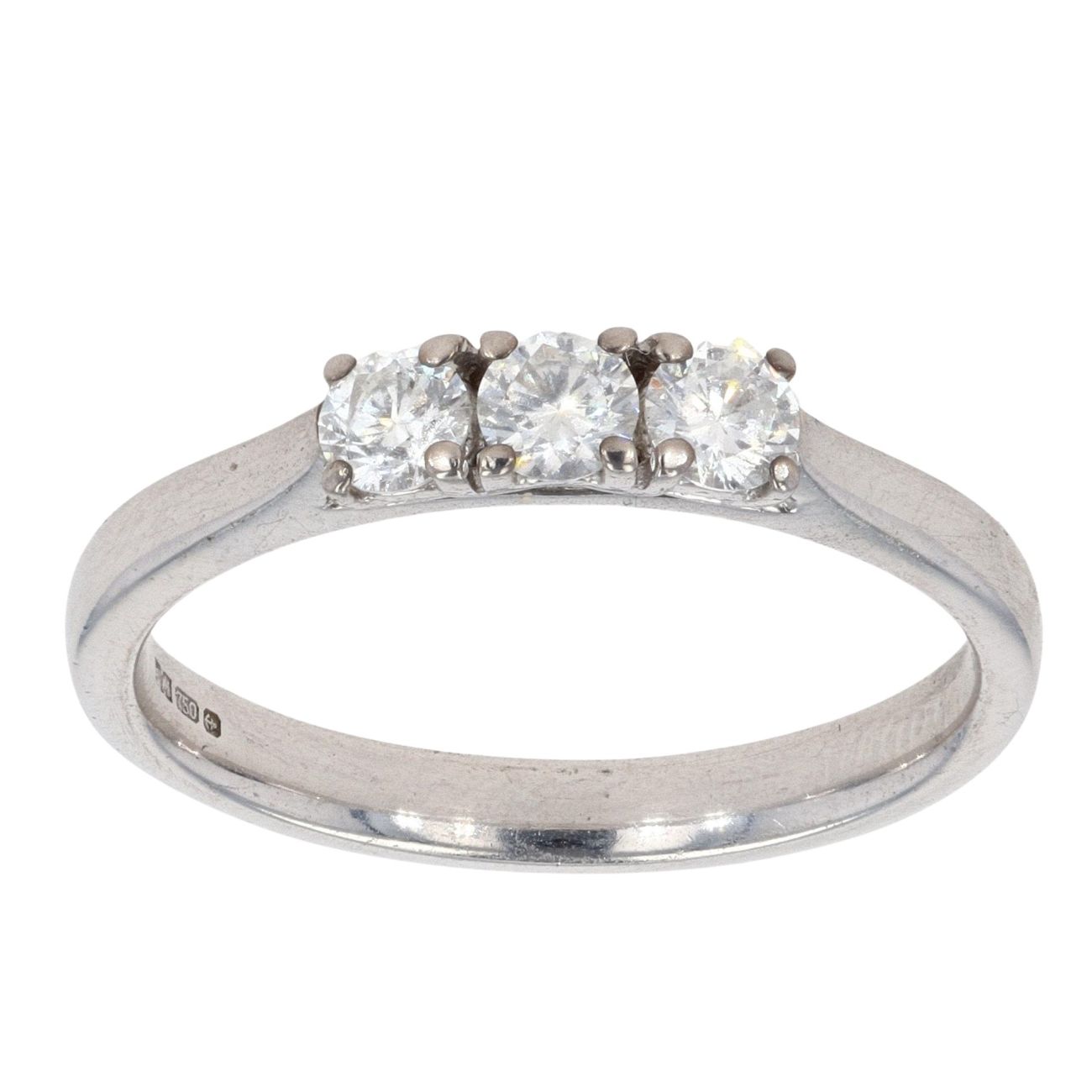 18ct White Gold 0.35ct Diamond Trilogy Ring