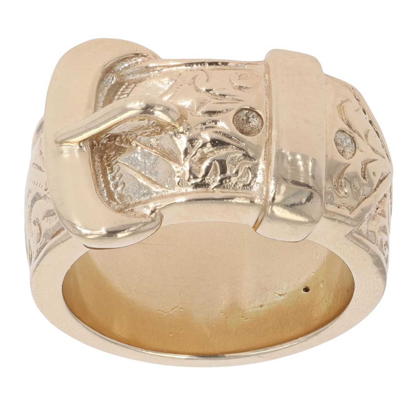 9ct Yellow Gold Patterned Buckle Ring