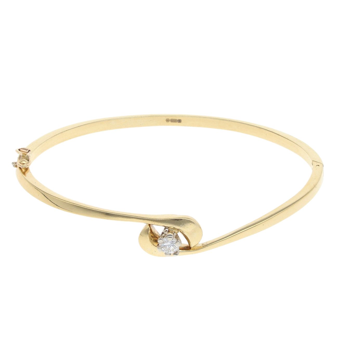 14ct Yellow Gold 0.20ct Diamond Solitaire Bangle