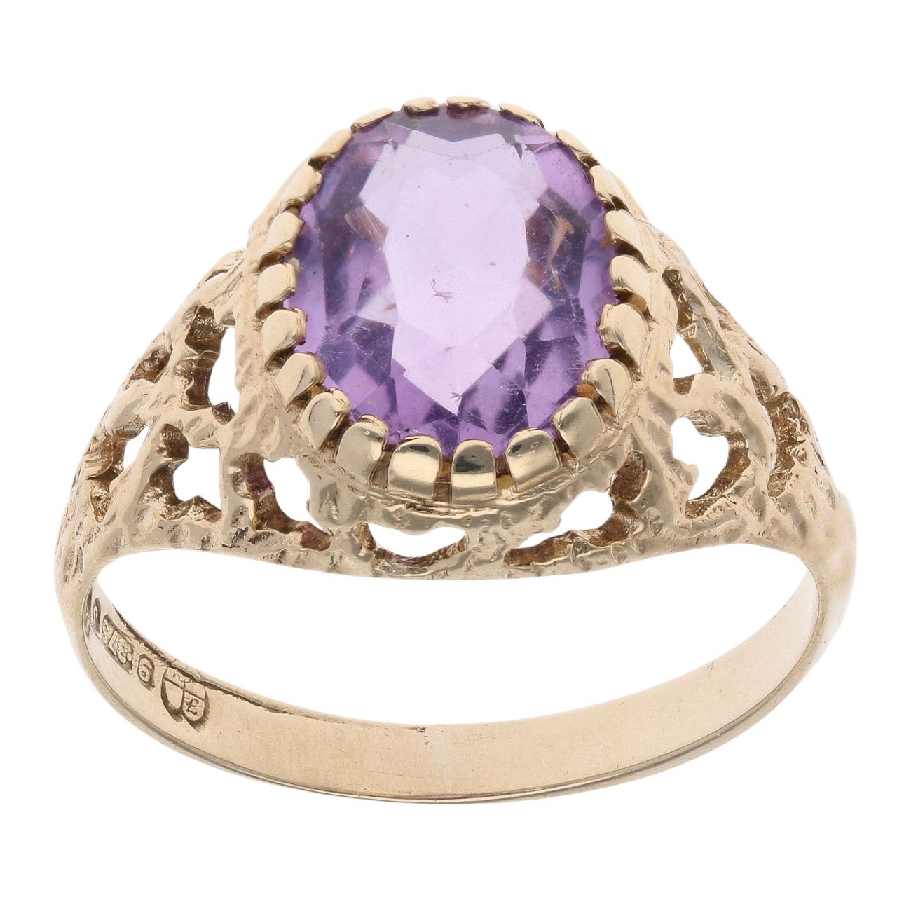 9ct Yellow Gold Amethyst Single Stone Ring