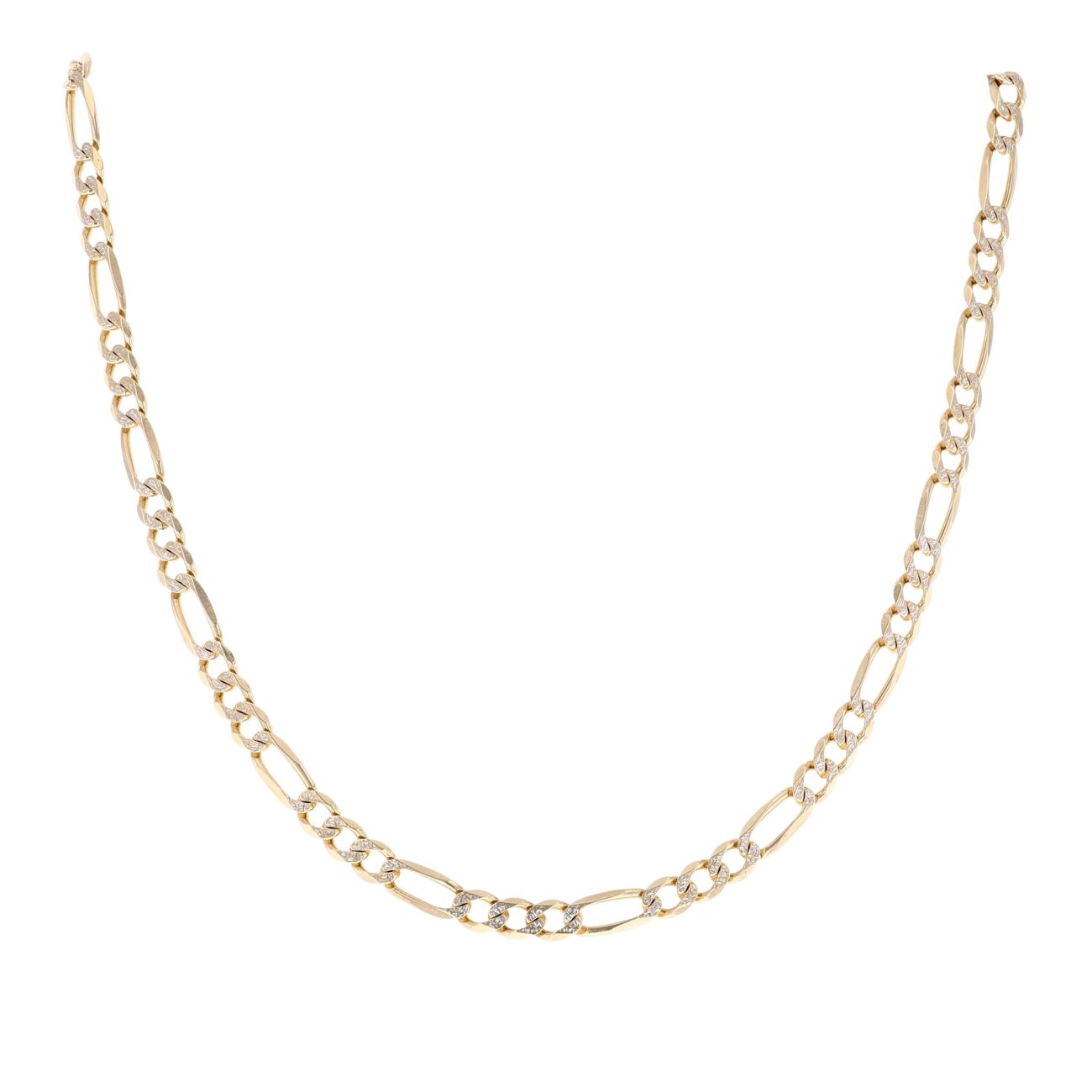 9ct Yellow And White Gold Figaro Chain 18"