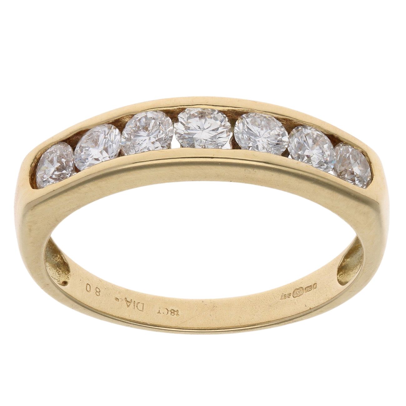 18ct Yellow Gold 0.80ct Brilliant Cut Diamond Half Eternity Ring