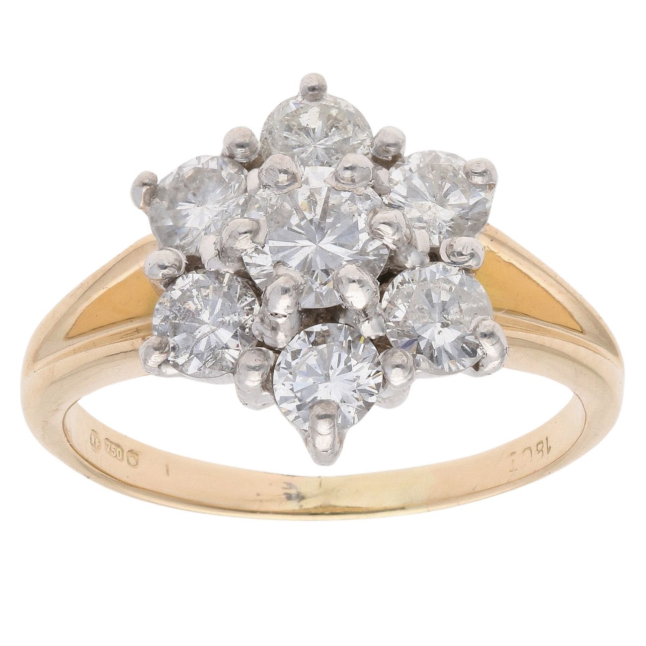 18ct Yellow Gold 1.50ct Brilliant Cut Diamond Cluster Ring