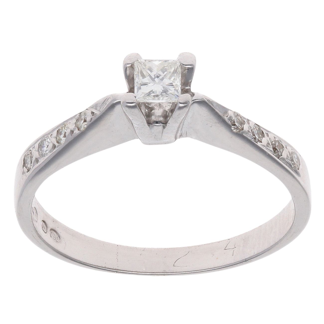 18ct White Gold 0.25ct Princess Cut Diamond Solitaire Ring