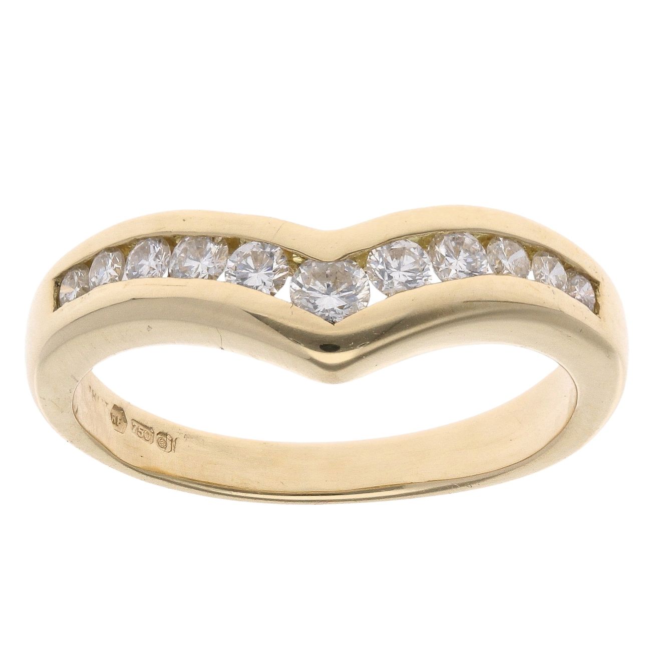 18ct Yellow Gold 0.35ct Brilliant Cut Diamond Wishbone Ring