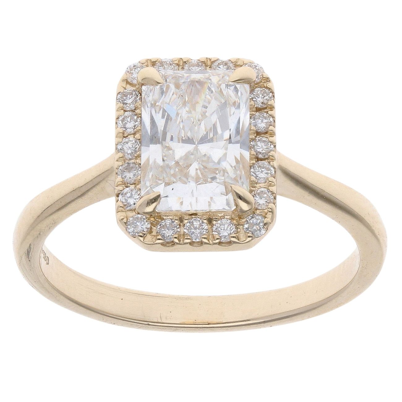 Lab Grown 9ct Yellow Gold 1.75ct Radiant And Brilliant Cut Diamond Cluster Ring