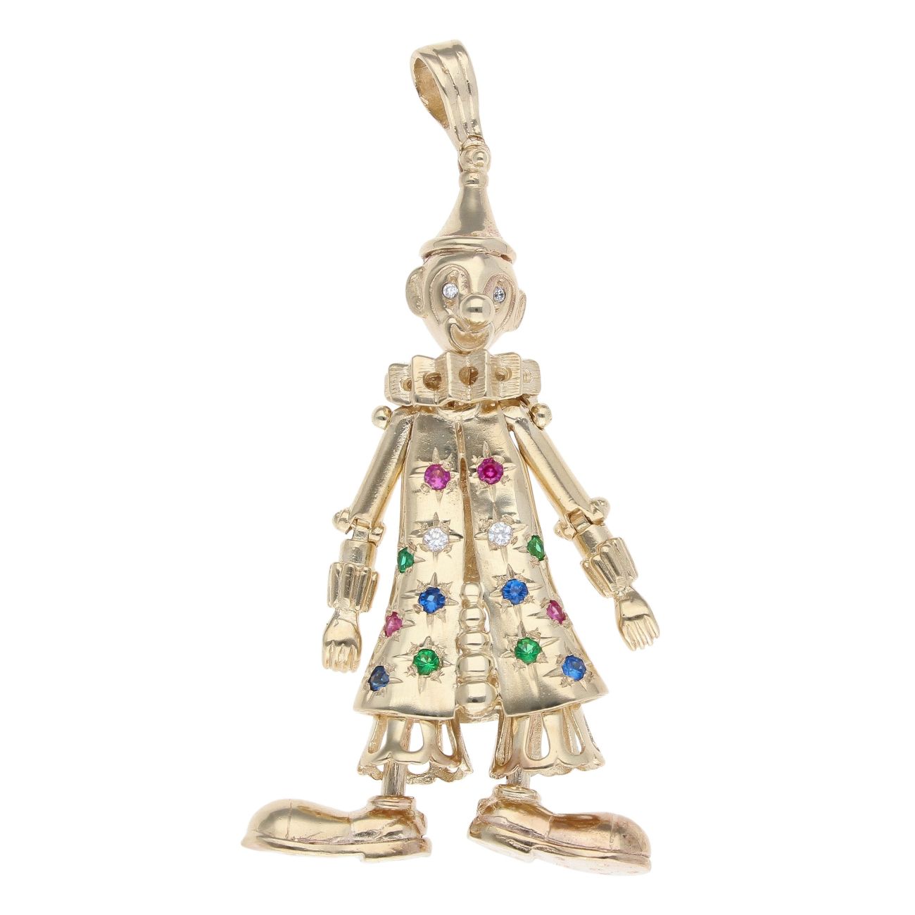9ct Yellow Gold Multi-Gemstone Clown Pendant