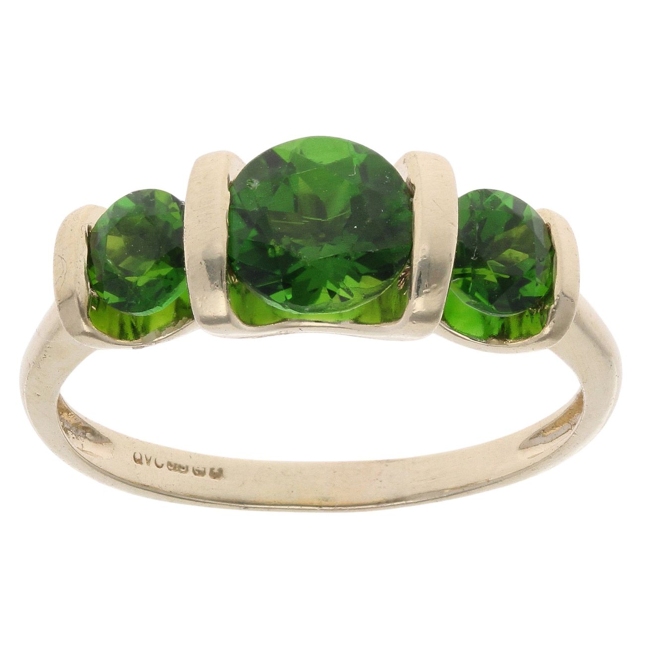 9ct Yellow Gold Diopside Three Stone Ring
