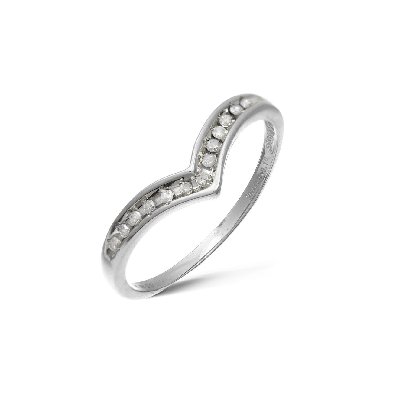 9ct White Gold 0.10ct Wishbone Diamond Ring