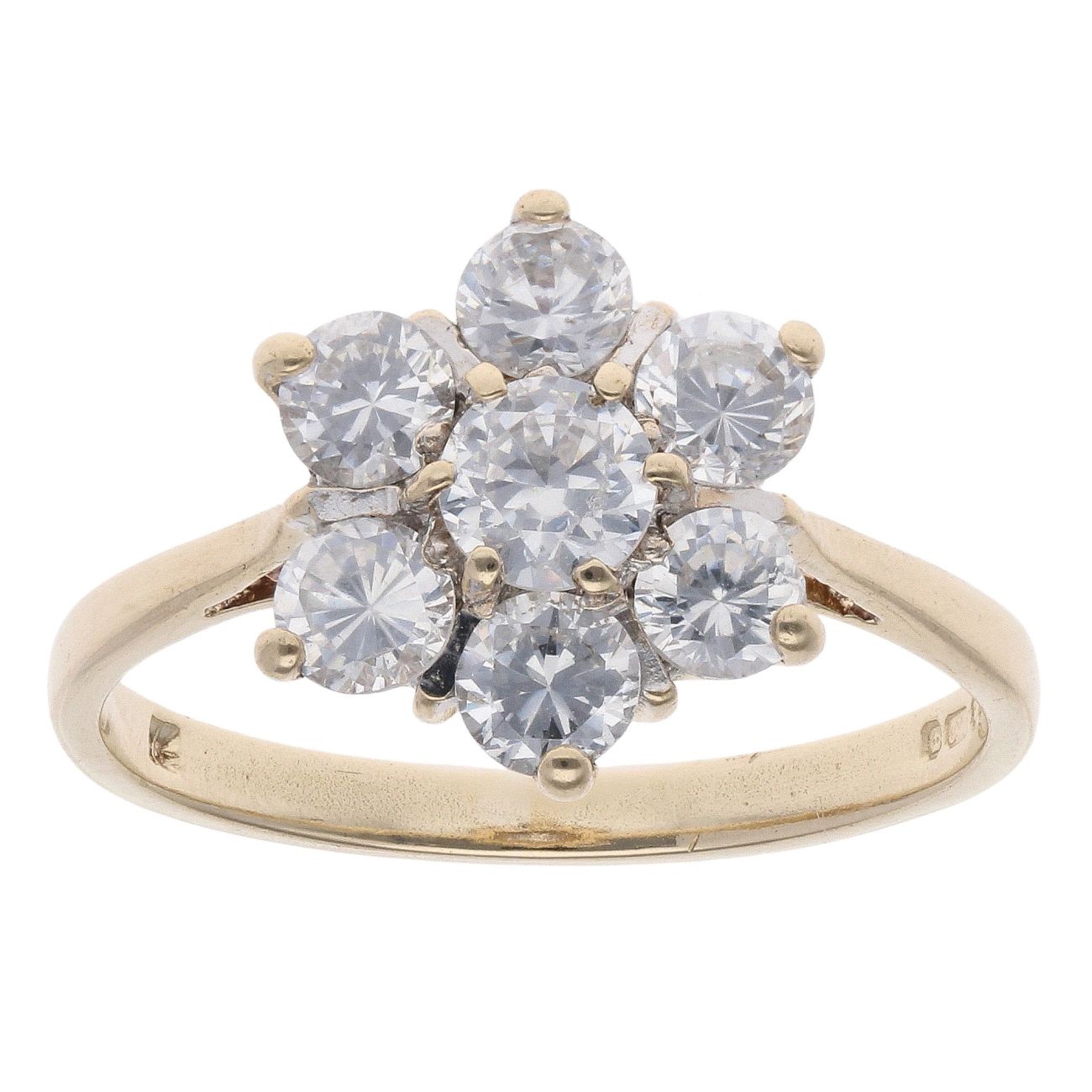 9ct Yellow Gold Cubic Zirconia Cluster Ring