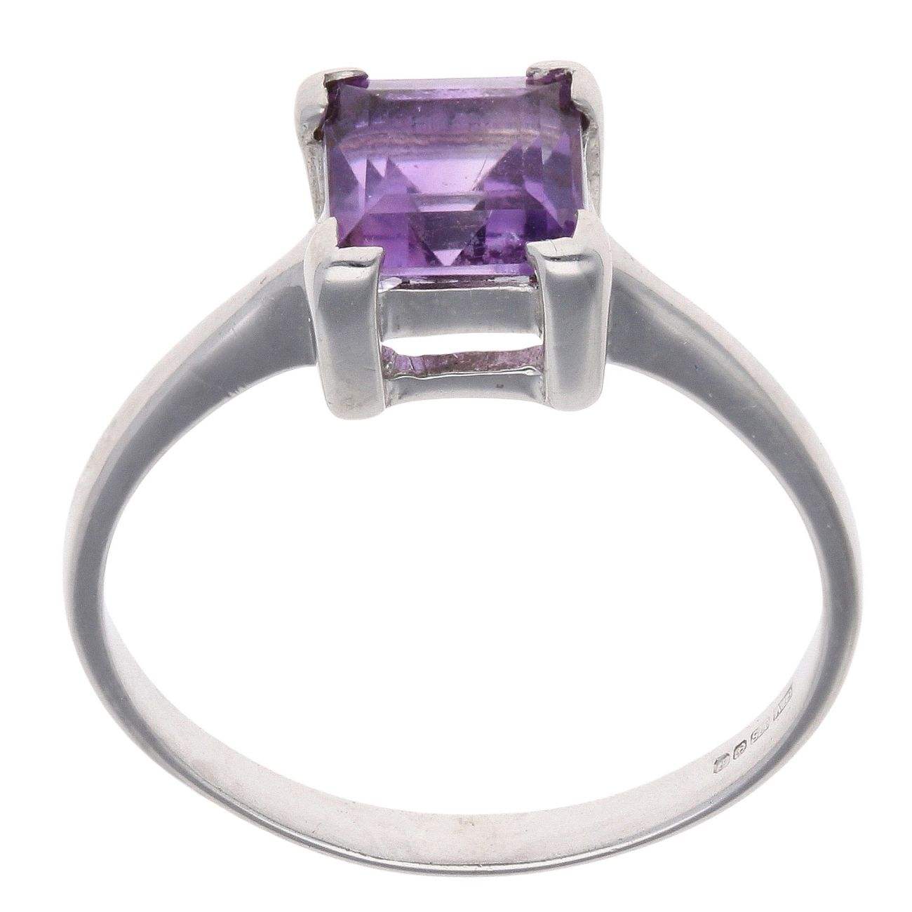 9ct White Gold Single Stone Amethyst Ring