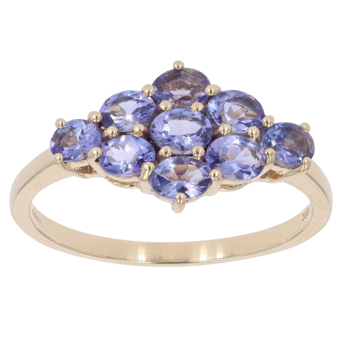 9ct Yellow Gold Tanzanite Cluster Ring