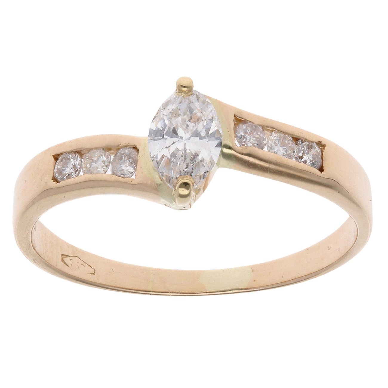 18ct Yellow Gold 0.40ct Marquise Cut Diamond Solitaire Ring