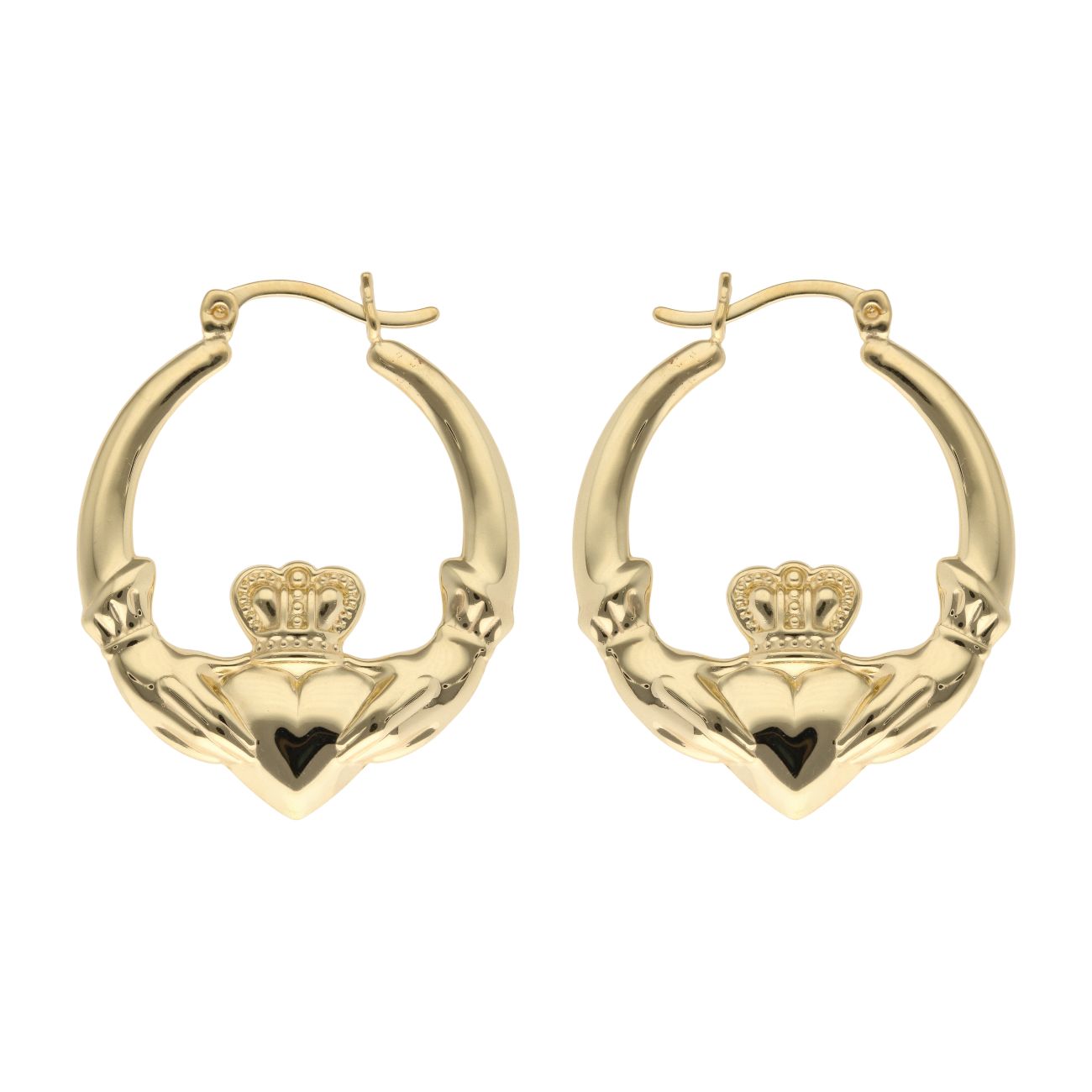 Gold Plated Silver Claddagh Creole Earrings