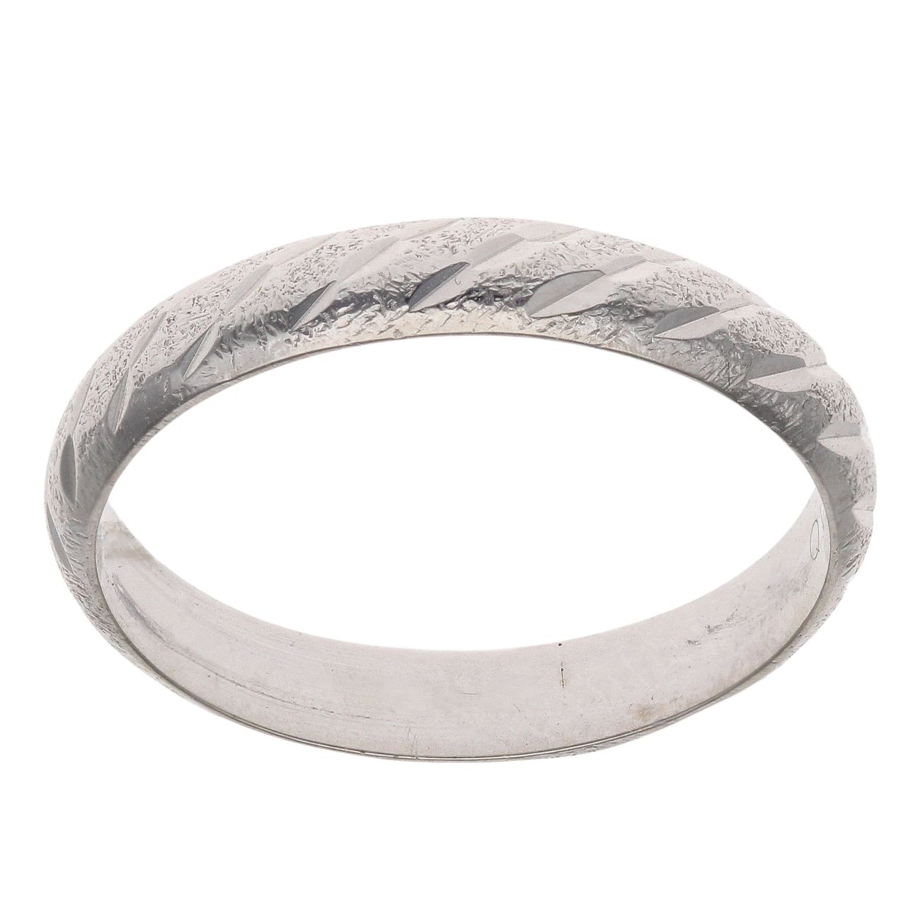 9ct White Gold Patterned Wedding Band