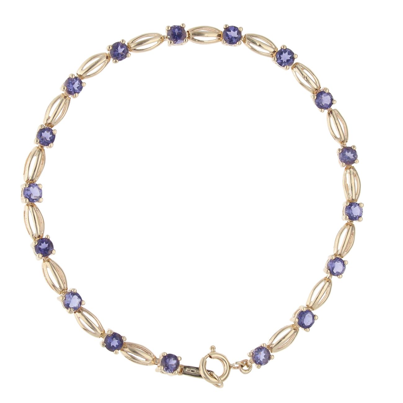 9ct Yellow Gold Tanzanite Bracelet 7.5"