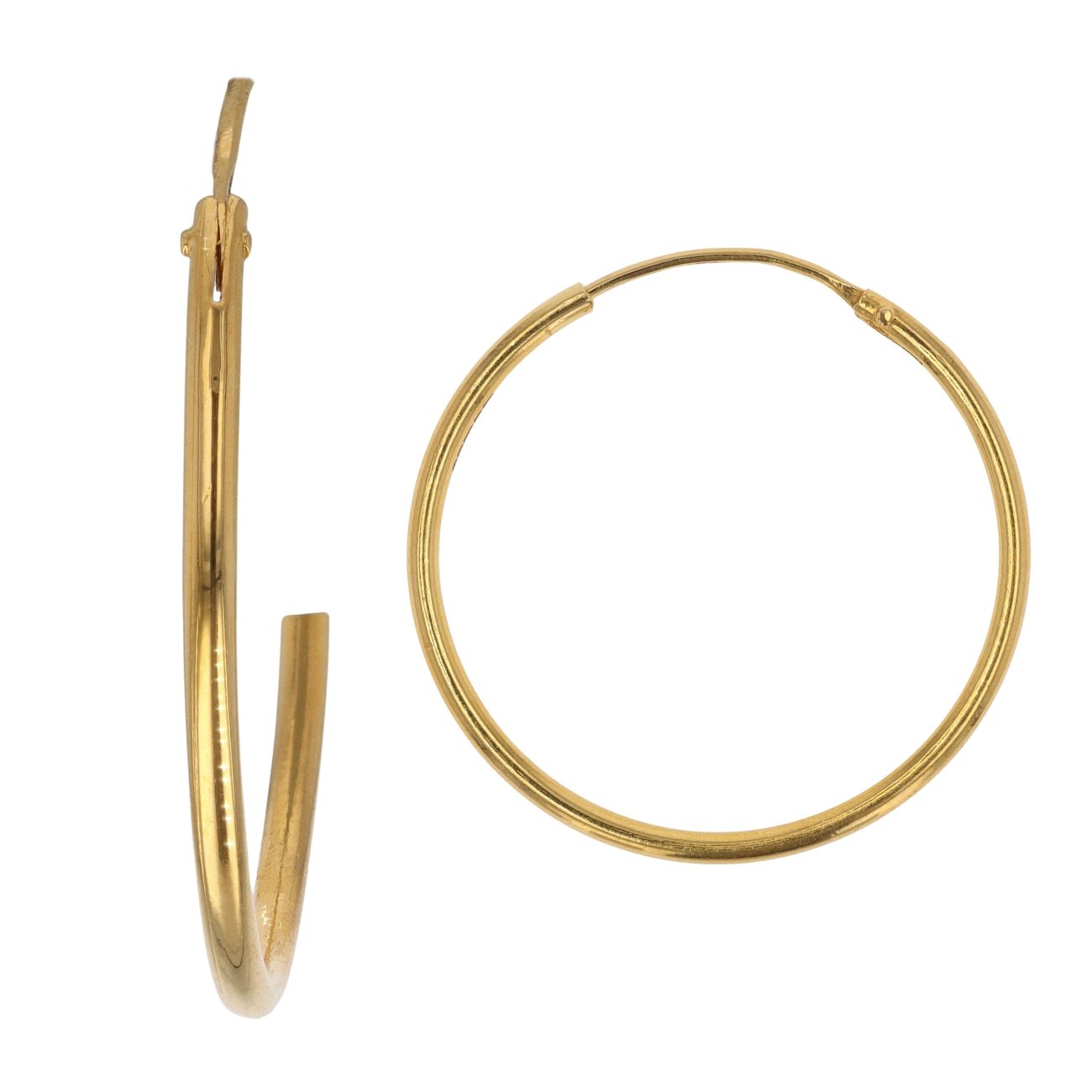 22ct Yellow Gold Classic Plain Hoop Earrings