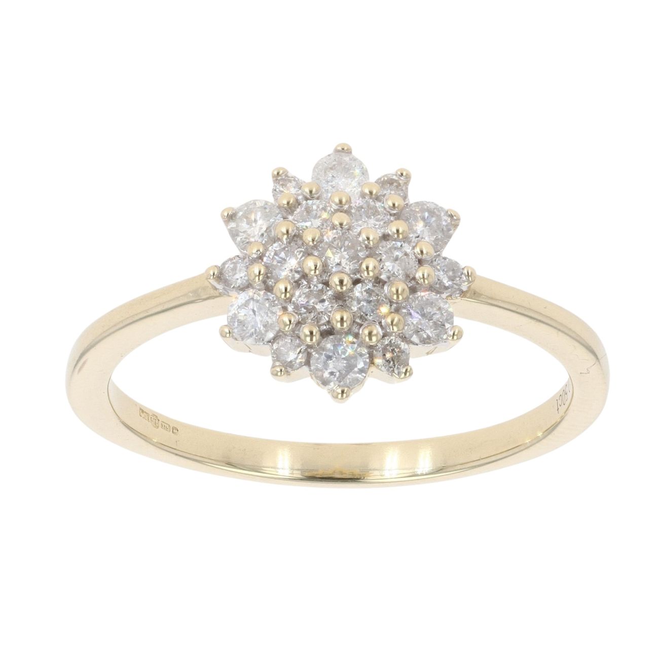 9ct Yellow Gold 0.50ct Brilliant Cut Diamond Cluster Ring