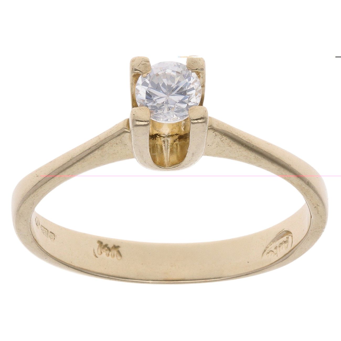 14ct Yellow Gold Single Stone Cubic Zirconia Ring