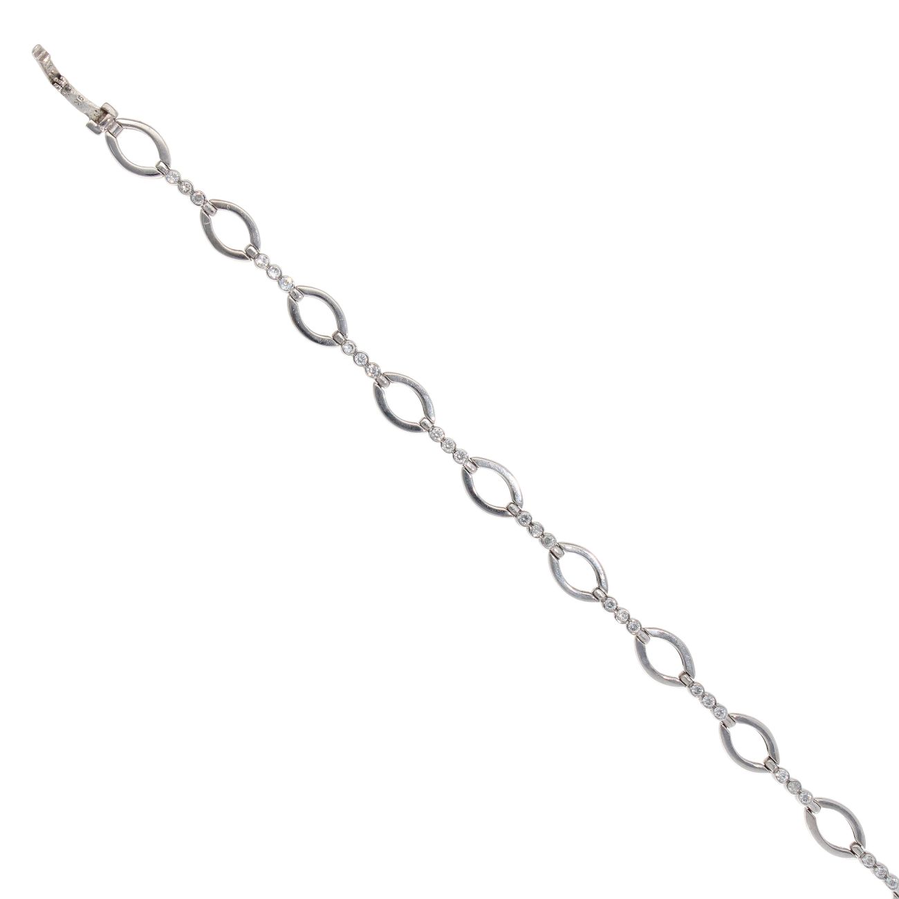 9ct White Gold Cubic Zirconia Oval Link Bracelet 7"