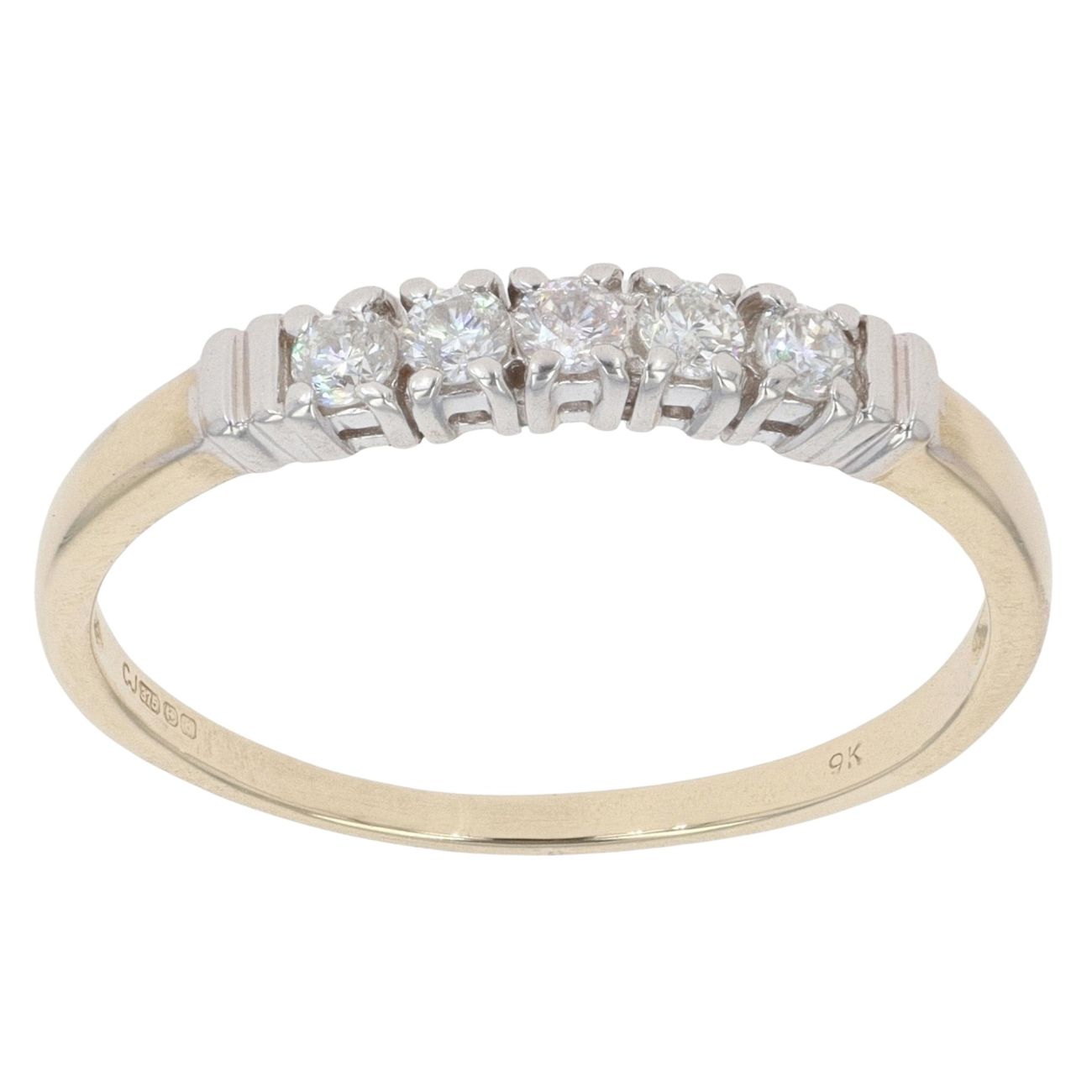 9ct Yellow Gold 0.25ct Diamond Five Stone Ring