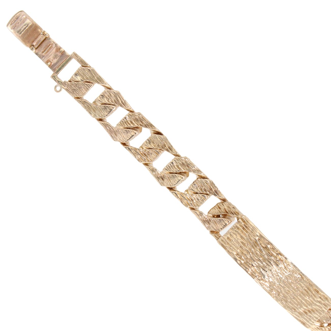 9ct Yellow Gold Curb Bark ID Bracelet 8"