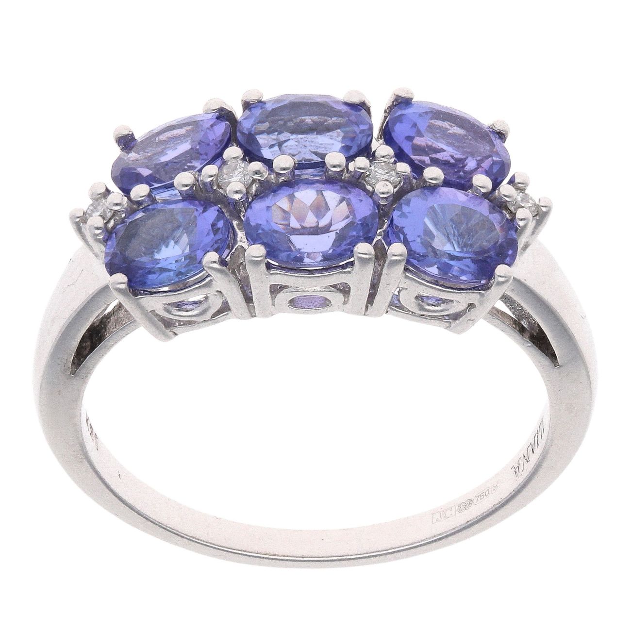 18ct White Gold 0.04ct Diamond And Tanzanite Cluster Ring