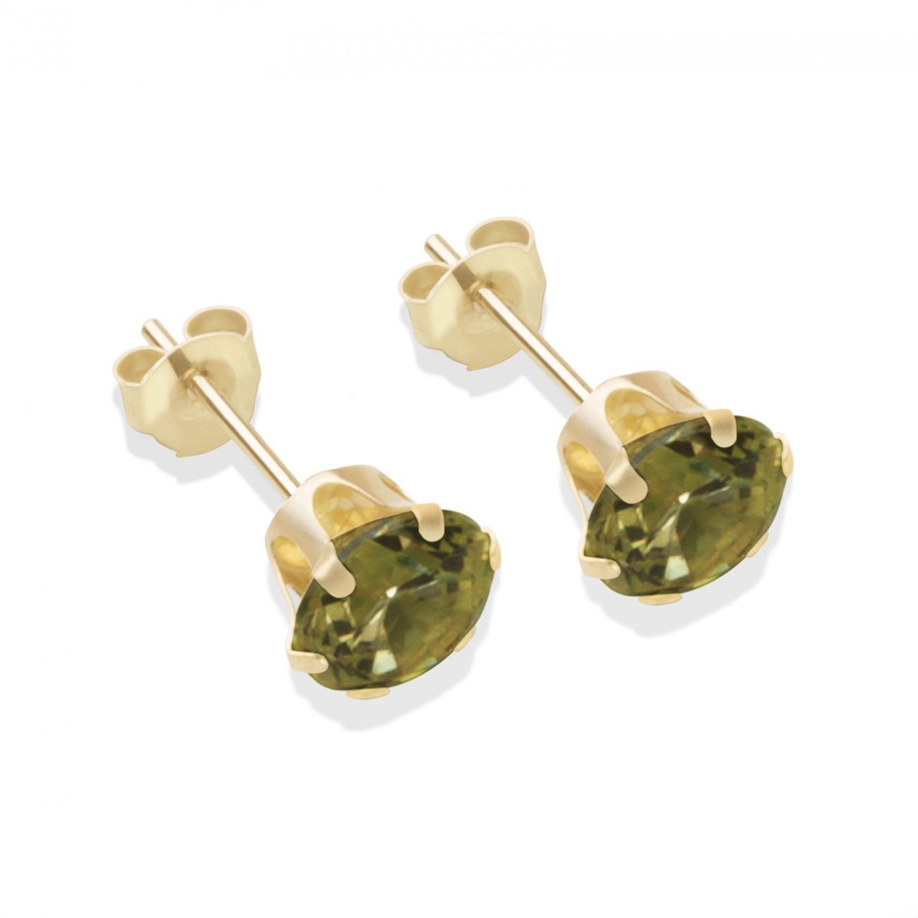 9ct yellow gold 6mm dark peridot CZ stud Earrings