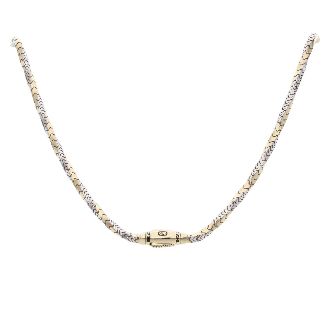 14ct Yellow And White Gold Monaco Spin Plain Lock Twist Chain 22"