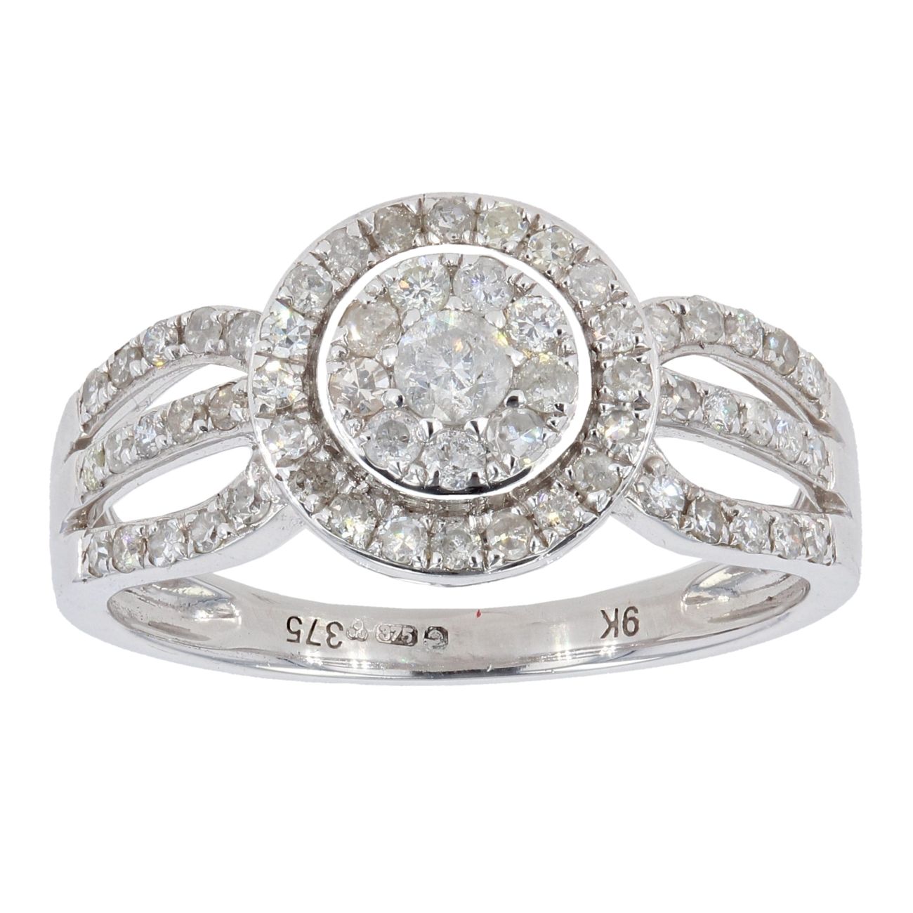 9ct White Gold Diamond Cluster Ring by Anya Belle